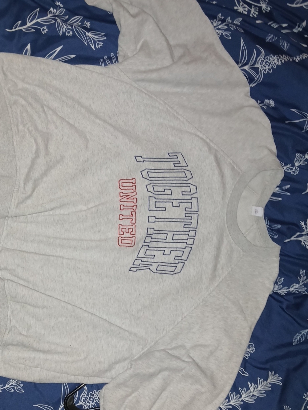 Old Navy Light Gray 'TOGETHER UNITED' Graphic Crewneck Sweatshirt